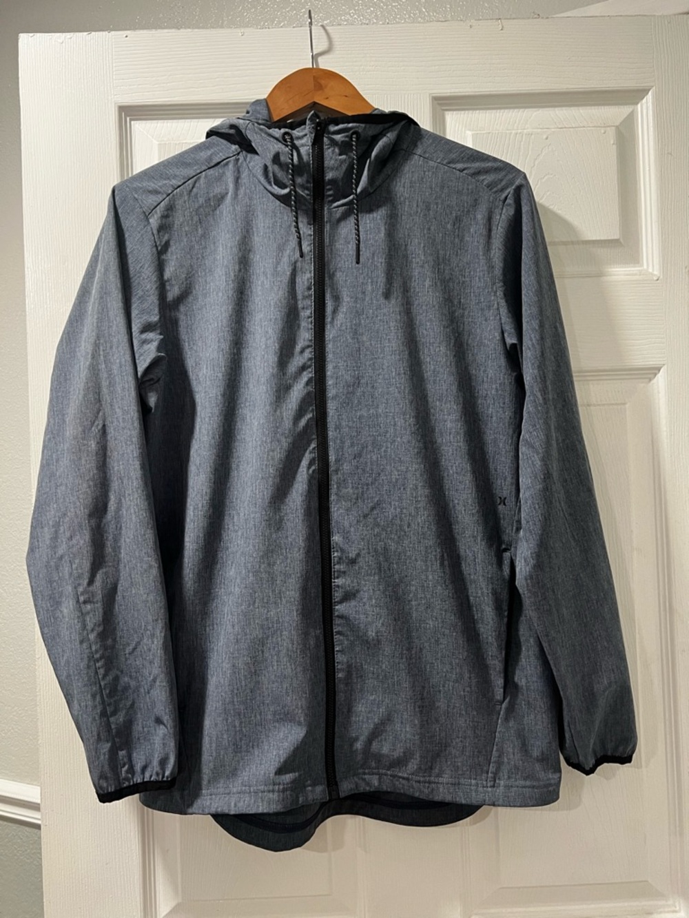 Hurley Men's Hooded Windbreaker in Heather Blue-Gray